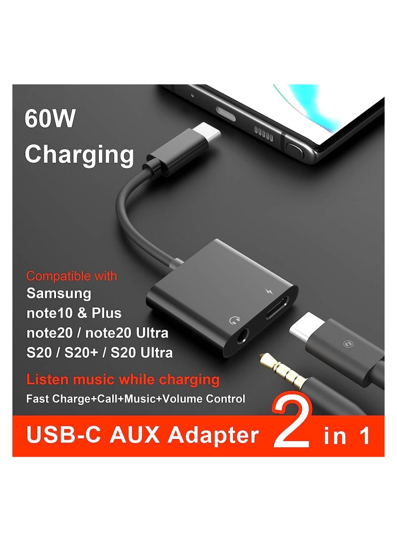 ELTRAZONE USB C to 3.5mm Headphone Adapter,60W Fast Charge,ivoros Type C Audio Jack Earphone Aux Converter,Work for iPad Pro/Air 4,Samsung Galaxy S21/S20/FE 5G - Image 2