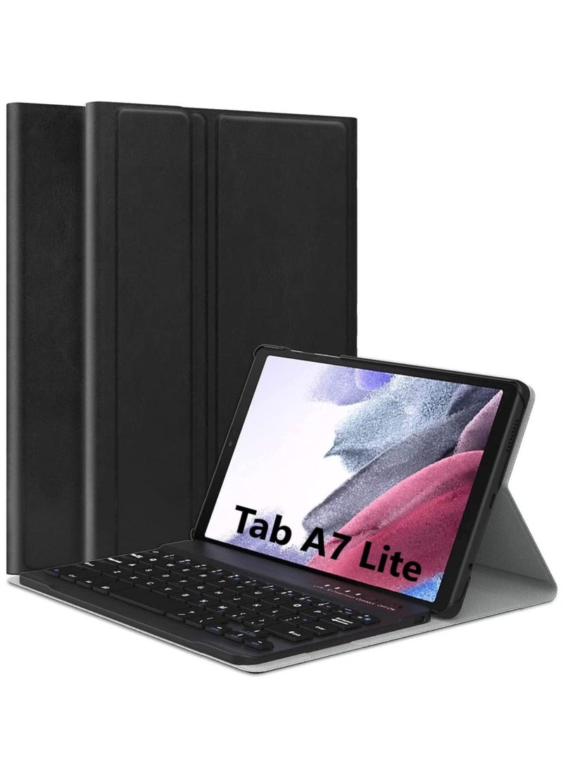 Keyboard Case for Galaxy Tab A7 Lite 8.7 inch 2021 (SM-T220 / T225), Slim Lightweight Stand Cover with Magnetically Detachable Keyboard (Samsung Galaxy Tab A7 Lite, Black) - Image 1