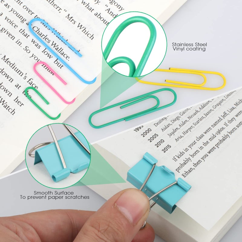 Joyberg 300 Pcs Binder Clips, Rubber Bands, Office Set, Paper Clips, School & Teacher Supplies for Office Desk Essentials (Assorted Sizes) - Image 4