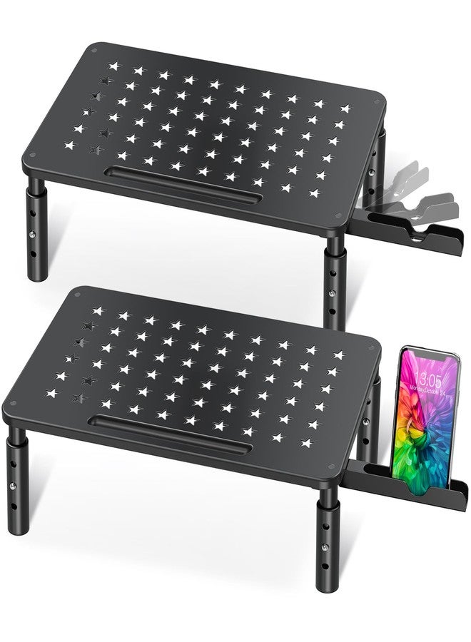Zimilar 2 Pack Monitor Stand , 3 Height Adjustable Stand with Unique Star Mesh for Computer, Laptop, Printer, Notebook, iMac, Premium Metal Monitor Risers for 2 Monitors - Image 1