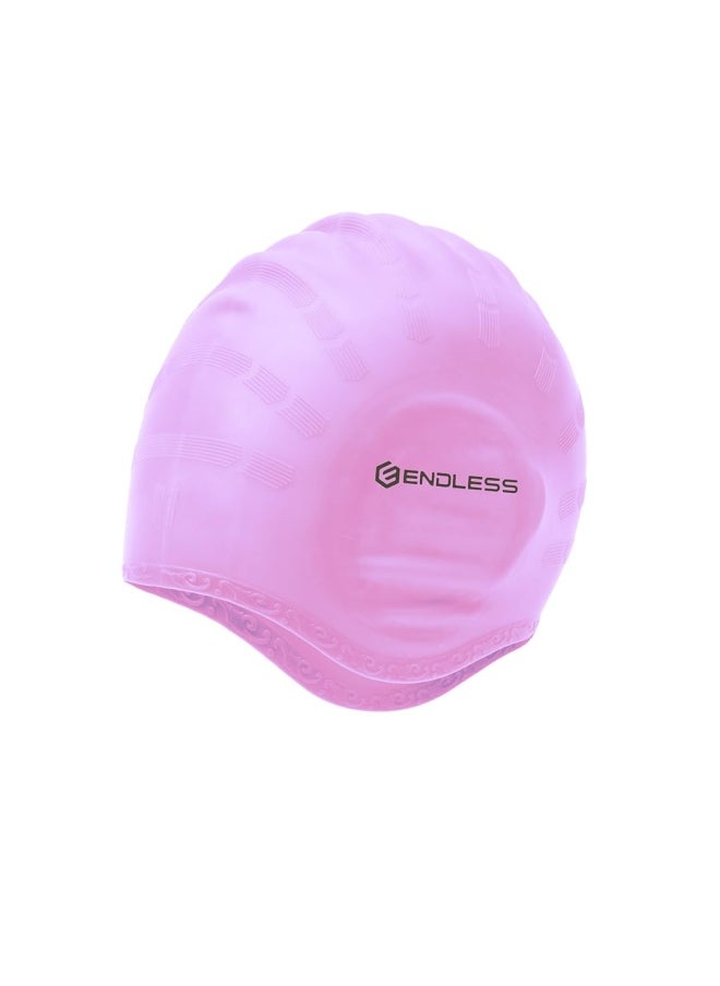 EL1023 Comfortable Silicon Swimming Cap with Ergonomic Ear Pockets | Pink | Material : Silicon | Fully Elastic Waterproof Cap for Long and Short Hair with Thicker Edge | For Women and Men - pzsku/Z8427D8E7DF4D31ED6118Z/45/_/1721634090/62727960-e813-4907-b4e9-37027abcf1ba