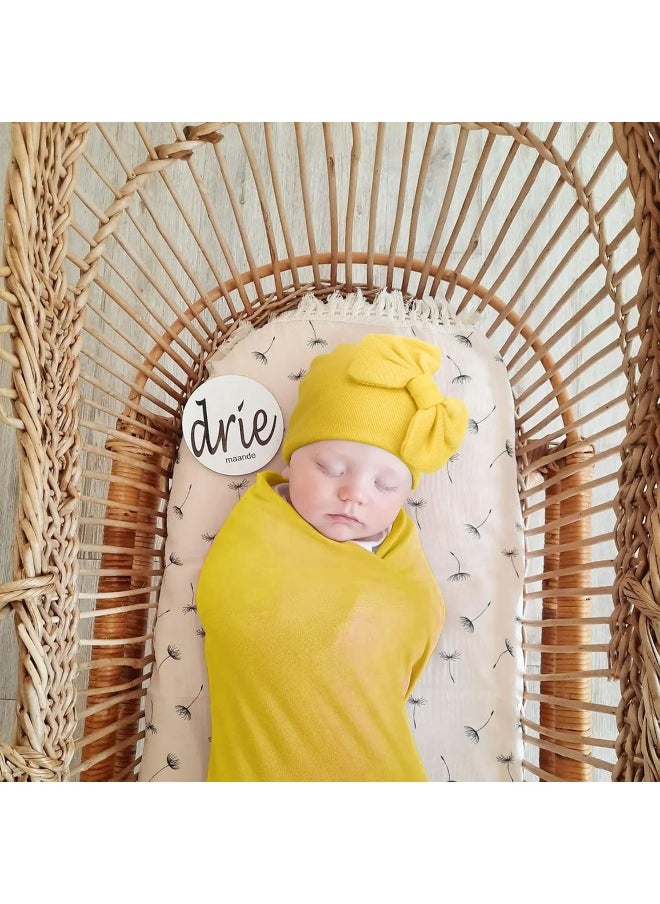DRESHOW DRESHOW BQUBO Newborn Receiving Blanket Bow Hat Gloves Set Cotton Warm Baby Swaddle Blanket Wrap Baby Sleep Sack Shower Gift  - Image 2