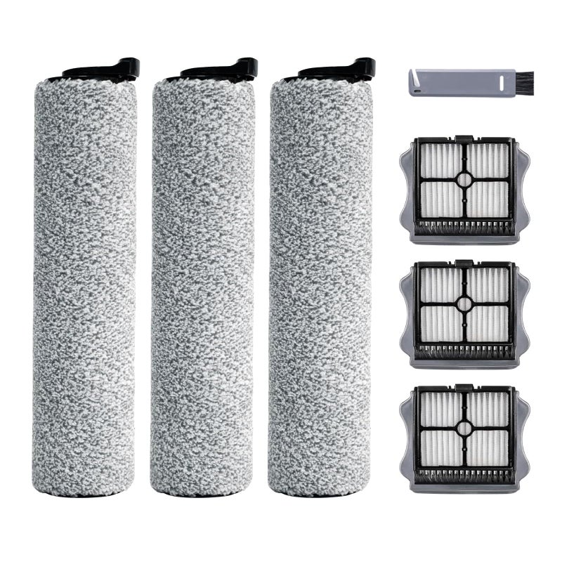 keluke Roller Brush and Filter Replacement Compatible with Tineco iFloor 3/ Floor One S3 Cordless Vacuum Cleaner, Replacement Parts Include 3 Brush Rollers, 3 Filters - Image 1