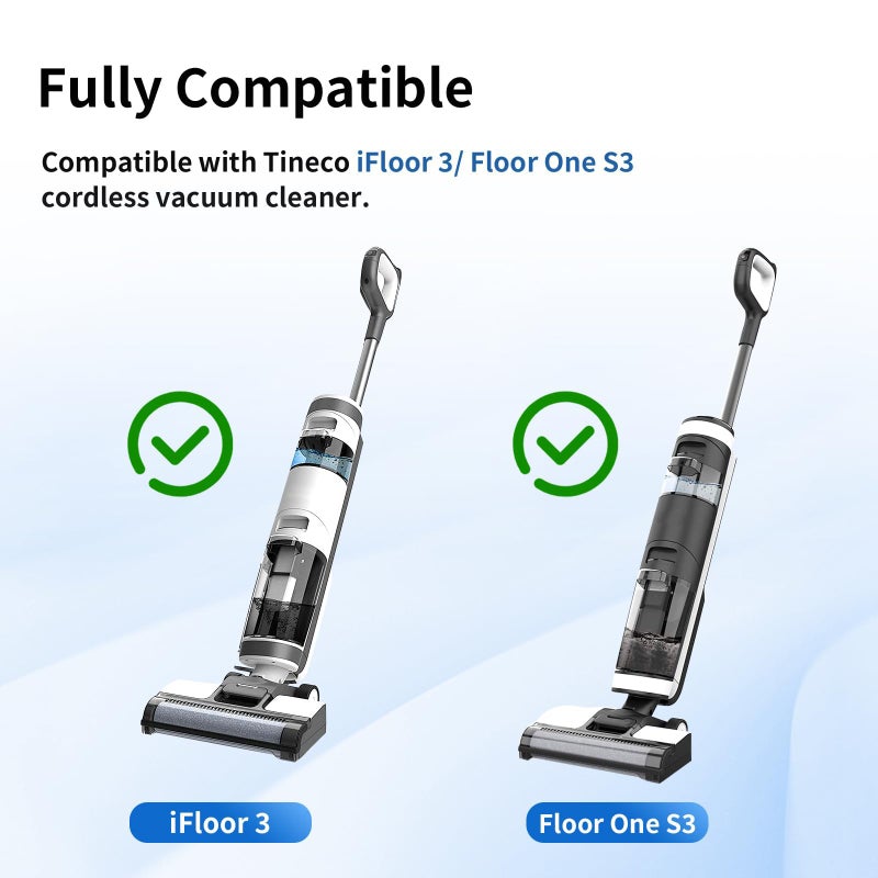 keluke Roller Brush and Filter Replacement Compatible with Tineco iFloor 3/ Floor One S3 Cordless Vacuum Cleaner, Replacement Parts Include 3 Brush Rollers, 3 Filters - Image 2