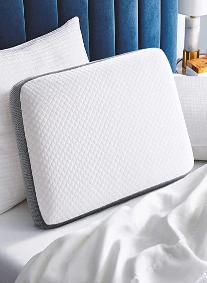 CUSHIO وسادة CUSHIO المصنوعة من رغوة الذاكرة | مقاس 22 بوصة × 14 بوصة × 4 بوصات (مجموعة من 1) وسادة تقويم العظام والرقبة لتخفيف آلام الرقبة والكتف مع غطاء وسادة مجاني (أبيض) - Image 2