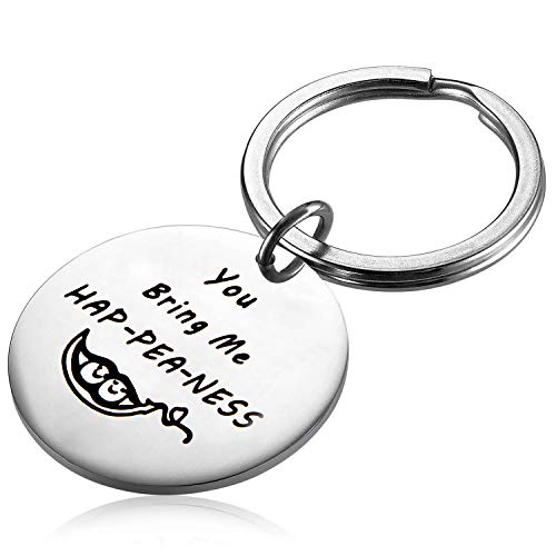 PLITI Couple Keychain Two Peas in A Pod Jewelry Pea Pod Keyring You Bring Me Happeaness Wedding Key rings for Couple (You Bring Me Happeaness Key) - Image 1