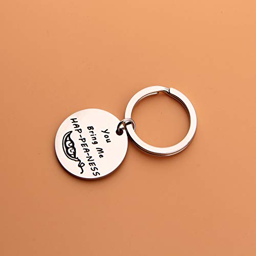 PLITI Couple Keychain Two Peas in A Pod Jewelry Pea Pod Keyring You Bring Me Happeaness Wedding Key rings for Couple (You Bring Me Happeaness Key) - Image 5