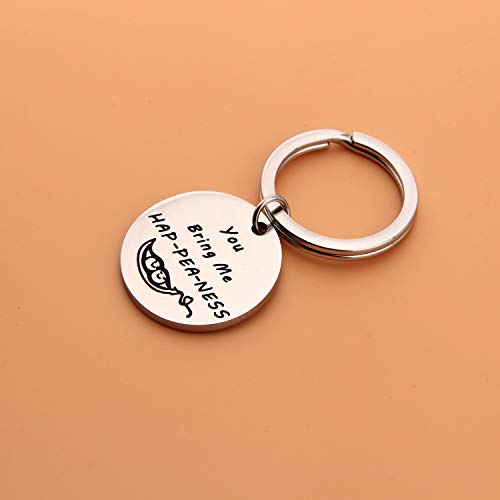 PLITI Couple Keychain Two Peas in A Pod Jewelry Pea Pod Keyring You Bring Me Happeaness Wedding Key rings for Couple (You Bring Me Happeaness Key) - Image 3