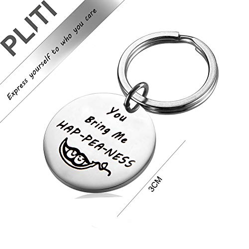 PLITI Couple Keychain Two Peas in A Pod Jewelry Pea Pod Keyring You Bring Me Happeaness Wedding Key rings for Couple (You Bring Me Happeaness Key) - Image 2