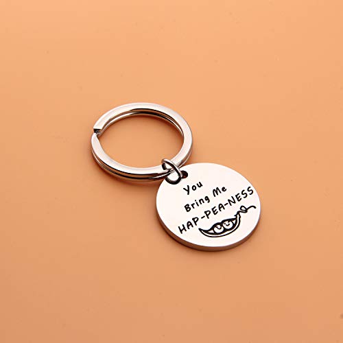 PLITI Couple Keychain Two Peas in A Pod Jewelry Pea Pod Keyring You Bring Me Happeaness Wedding Key rings for Couple (You Bring Me Happeaness Key) - Image 4