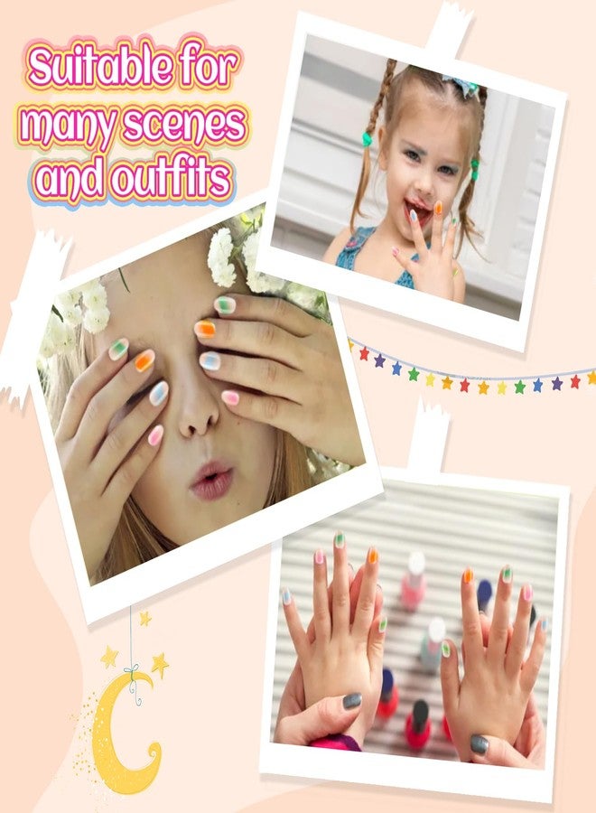 Plauva 26 Pieces Press on Nails for Kids, Children Colorful Fake Nail for Kids Teenager Girls 8-12 Years Press on Nails with Nail Glue - Image 4