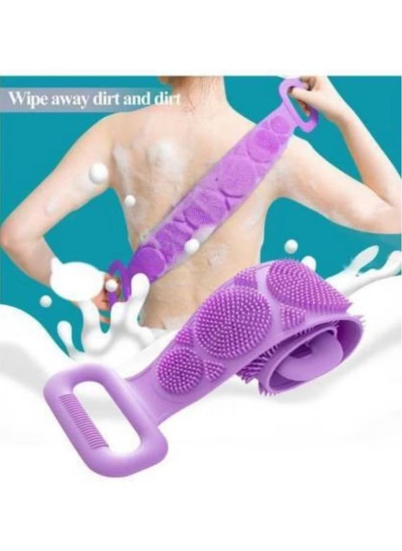JAJEEK Silicone Body Scrubber Bath Towel Belt – 2-Sided Silicone Back Scrubber for Shower, Soft and Flexible, Exfoliation and Deep Cleaning, Purple - Image 2