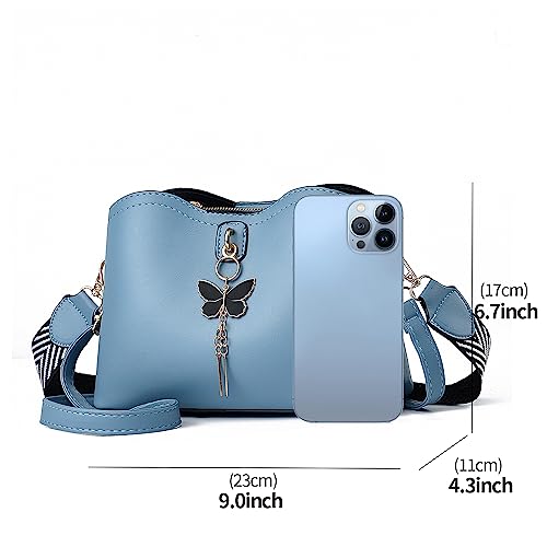 Xiaoyu Small Crossbody Bags for Women Fashion Purses for Teenage Girls Lightweight Handbags Shoulder Bag (Blue) - Image 2