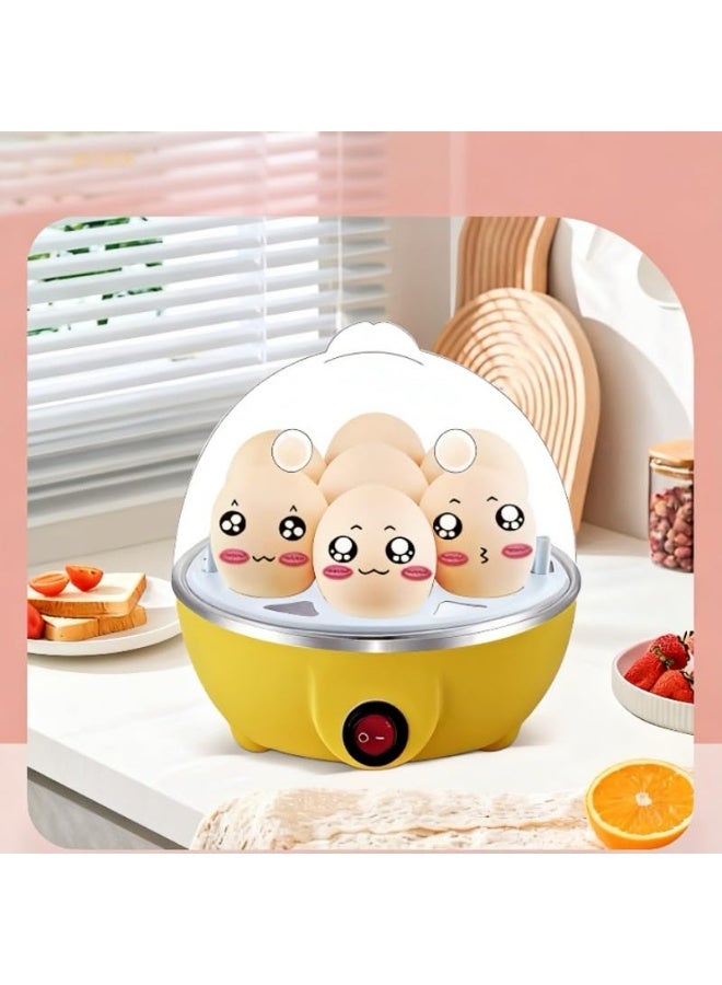 Egg Cooker, Electric Hard Boiled Egg Cooker with Anti-Dry Burning, Kitchen Egg Steaming Breakfast Machine, Household Rapid Egg Cooker with Automatic Power-Off for 6 Eggs,Yellow - Image 2