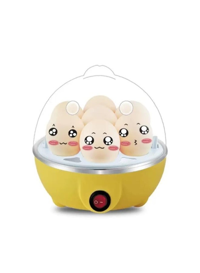 Egg Cooker, Electric Hard Boiled Egg Cooker with Anti-Dry Burning, Kitchen Egg Steaming Breakfast Machine, Household Rapid Egg Cooker with Automatic Power-Off for 6 Eggs,Yellow - Image 1