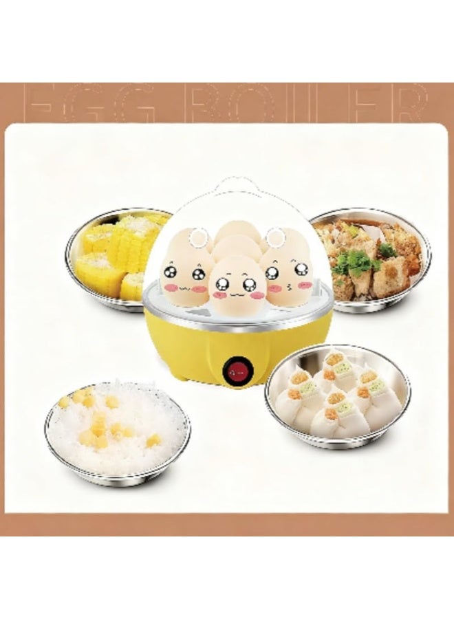 Egg Cooker, Electric Hard Boiled Egg Cooker with Anti-Dry Burning, Kitchen Egg Steaming Breakfast Machine, Household Rapid Egg Cooker with Automatic Power-Off for 6 Eggs,Yellow - Image 4