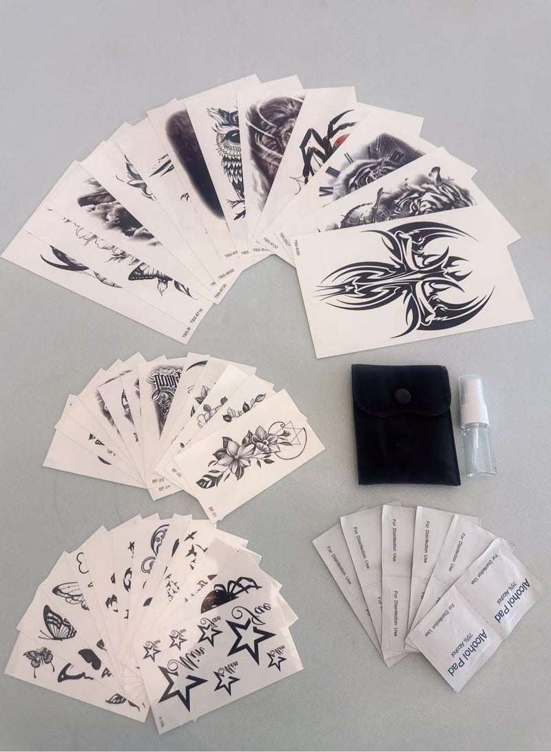 سنسيب الوشم المؤقت Synsyb ، مجموعة كبيرة من تصميمات الحيوانات والزهور المقاومة للماء ، نقل الفن الأسود والملون للرجال والنساء - Image 4