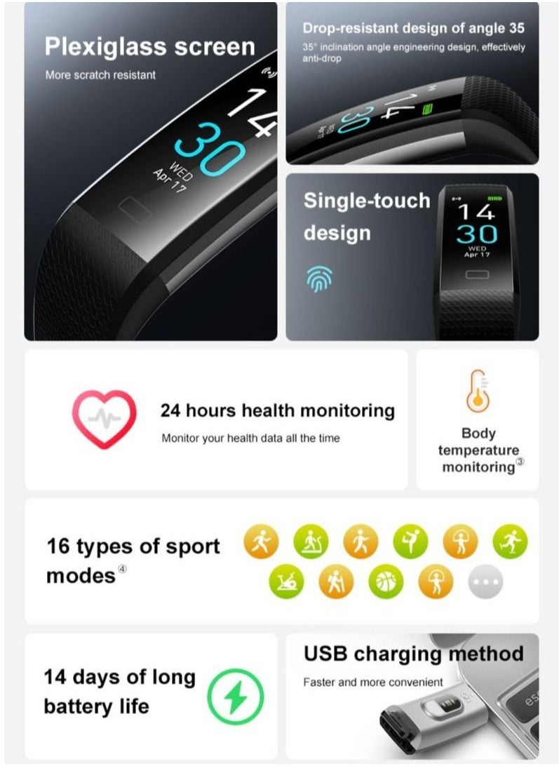 Generic S5 Sport Smart Watch for Fitness, Supports Multiple Languages, Monitors Heart Rate and Blood Pressure, Waterproof Fitness Bracelet in Pink.  - Image 2
