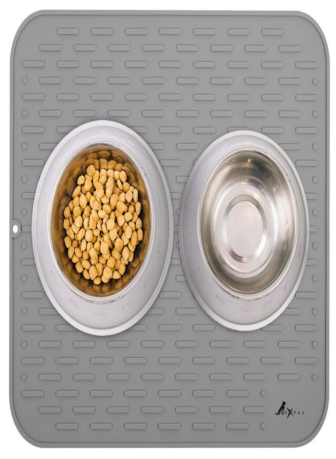 Luxet LuxPal Large 17X15 Premium Grade Silicone Dog & Cat Indoor or Outdoor Food Mat for Pets and Animals None Slip Food Tray Placemat for All Floors, Washable, Food Grade, (Grey) - Image 3