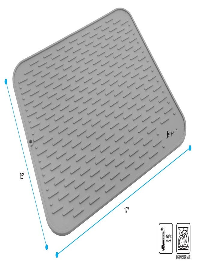 Luxet LuxPal Large 17X15 Premium Grade Silicone Dog & Cat Indoor or Outdoor Food Mat for Pets and Animals None Slip Food Tray Placemat for All Floors, Washable, Food Grade, (Grey) - Image 4