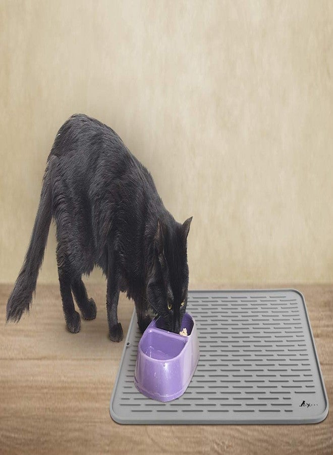 Luxet LuxPal Large 17X15 Premium Grade Silicone Dog & Cat Indoor or Outdoor Food Mat for Pets and Animals None Slip Food Tray Placemat for All Floors, Washable, Food Grade, (Grey) - Image 5
