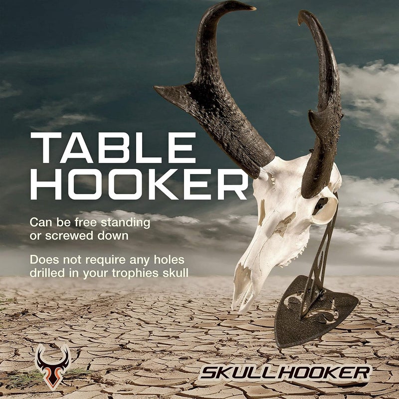 Skull Hooker Table Hooker Powder Coated Steel Trophy Mount - Perfect Kit for Table Display of Taxidermy Deer Antlers and Other Skulls - Available in Graphite Black and Robust Brown - Image 2