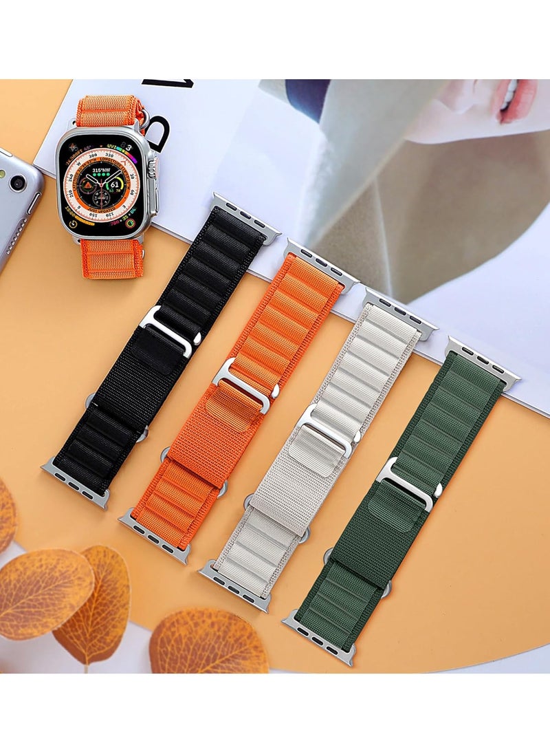 Umiwin - 4 Pack for Apple Watch Alpine Loop Band 38mm/40mm/41mm Nylon Woven Sport Strap Compatible with iWatch Series Ultra 2/Ultra Series 10 9 8 7 SE 6 5 4 3 2 1 White/Green/Orange/Black - Image 1