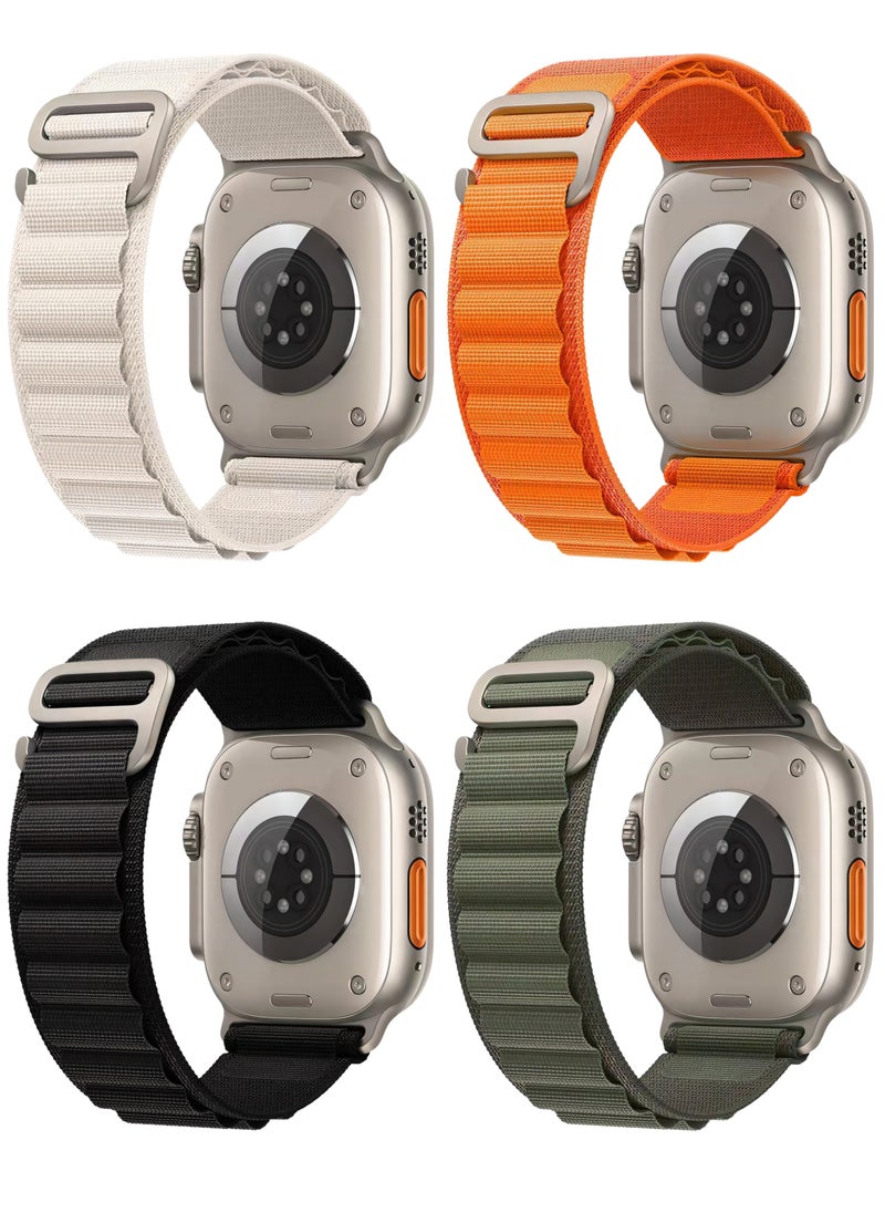 Umiwin - 4 Pack for Apple Watch Alpine Loop Band 38mm/40mm/41mm Nylon Woven Sport Strap Compatible with iWatch Series Ultra 2/Ultra Series 10 9 8 7 SE 6 5 4 3 2 1 White/Green/Orange/Black - Image 1