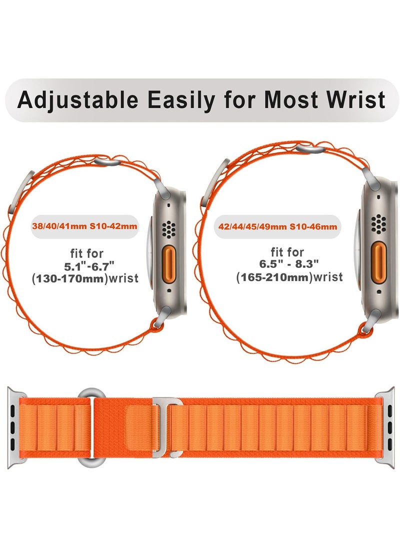 Umiwin - 4 Pack for Apple Watch Alpine Loop Band 38mm/40mm/41mm Nylon Woven Sport Strap Compatible with iWatch Series Ultra 2/Ultra Series 10 9 8 7 SE 6 5 4 3 2 1 White/Green/Orange/Black - Image 1