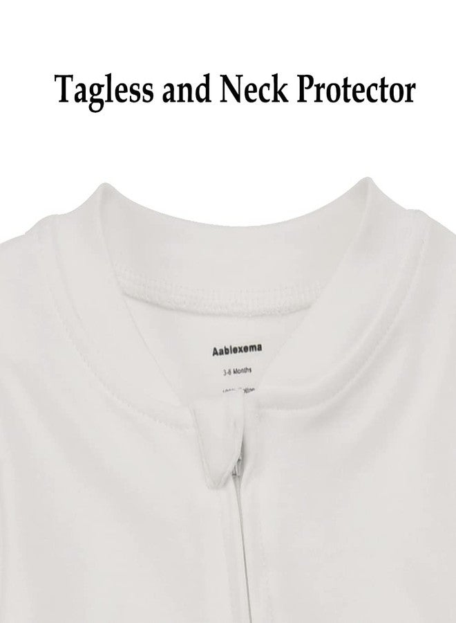 Aablexema بيجامة أطفال من قطن عضوي أبلكسما مع قفازات - محايد للمواليد الجدد بزيب للإستلقاء واللعب (أبيض، مواليد جدد) - Image 4