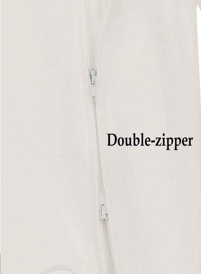 Aablexema بيجامة أطفال من قطن عضوي أبلكسما مع قفازات - محايد للمواليد الجدد بزيب للإستلقاء واللعب (أبيض، مواليد جدد) - Image 5