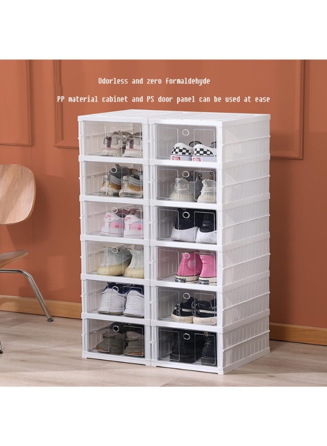 SUKILO Folding Shoe Box Installation-Free, Thickened Drawer-Style Shoe Organizer, Transparent Stackable Shoe Storage Cabinet for Up to Size 48 Shoes, Anti-Oxidation, Moisture-Proof  - Image 3