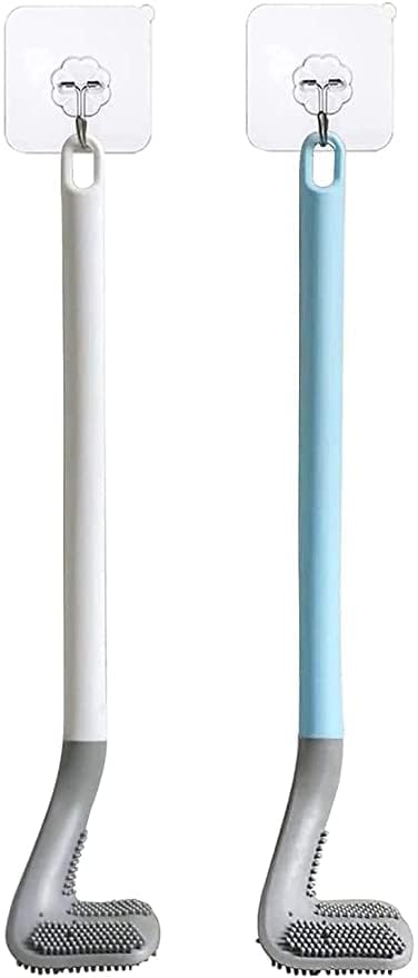 Brille Bee Golf Shape Toilet Brush Cleaner - Flexible Silicone L-Shape Brush for Quick Cleaning of Bathroom, Kitchen, Wash Basin, and Toilet 2PC - Image 1
