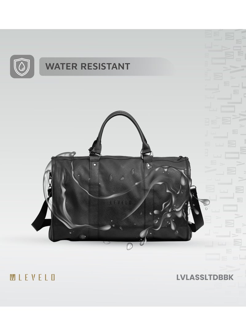 ليفيلو حقيبة سفر من الجلد السافيانو AllInStyle / حماية فائقة / تصميم مناسب للبدلة / ملابس خالية من التجاعيد / حماية الملابس / سعة داخلية 40 لتر / حقيبة سفر مريحة وسهلة الحمل - أسود  - Image 4