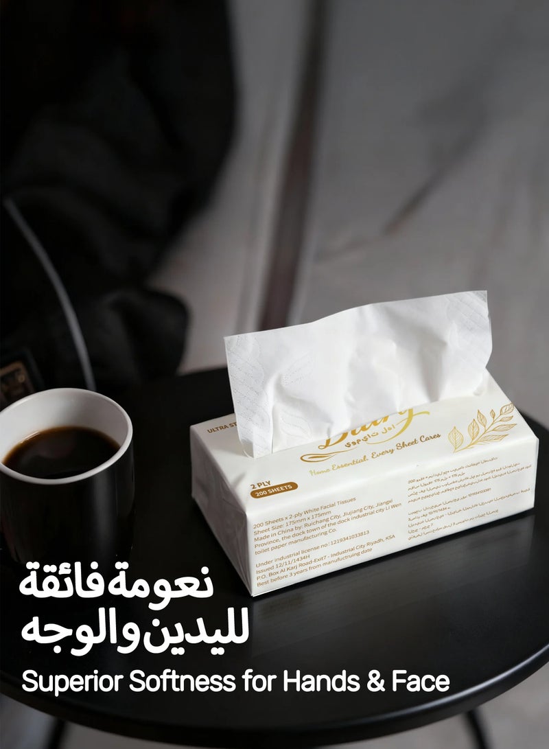 مذكراتها مناديل الوجه فائقة النعومة بطبقتين، 10 عبوات (8+2 مجاناً) تحتوي على 200 منديل، ناعمة ومتينة - Image 4