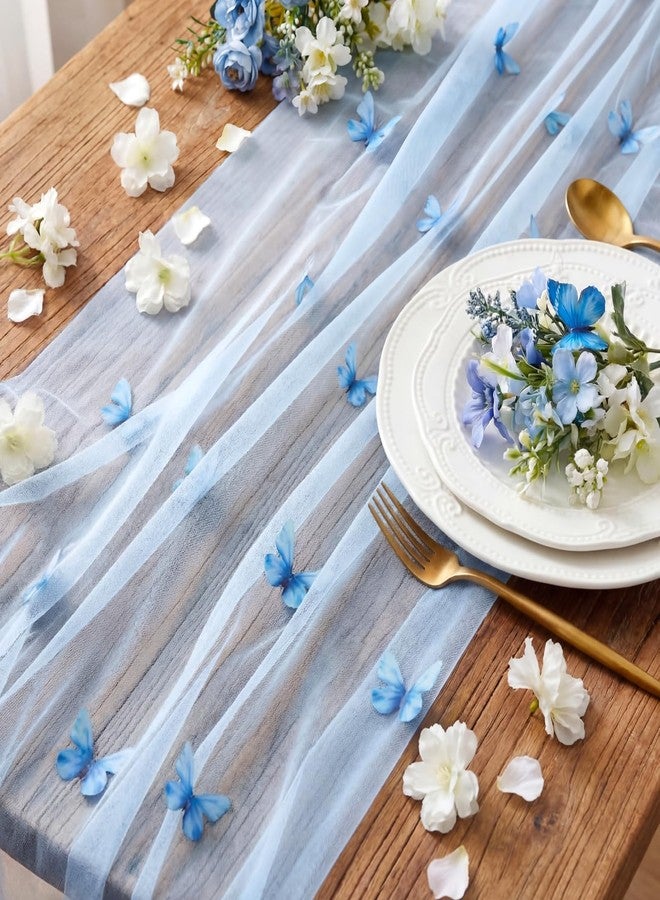 Remagr 9.8 ft 3D Butterfly Table Runner Embroidery Flower Seasonal Table Decorations Tulle Fabric for Home Indoor Decor, Bridal Shower Wedding, Baby Shower Parties, Holiday DIY Craft Kitchen Decor - Image 5