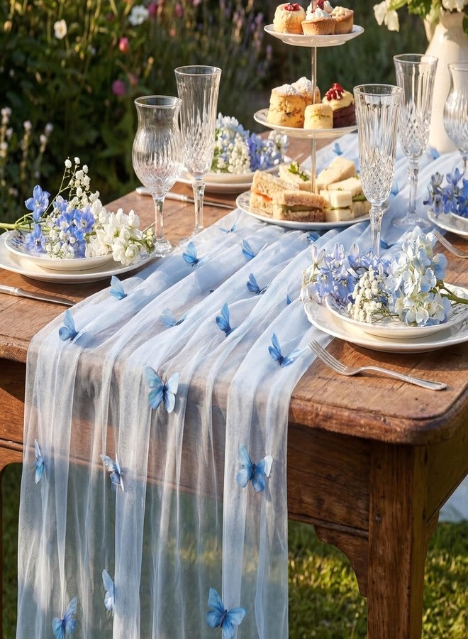 Remagr 9.8 ft 3D Butterfly Table Runner Embroidery Flower Seasonal Table Decorations Tulle Fabric for Home Indoor Decor, Bridal Shower Wedding, Baby Shower Parties, Holiday DIY Craft Kitchen Decor - Image 2