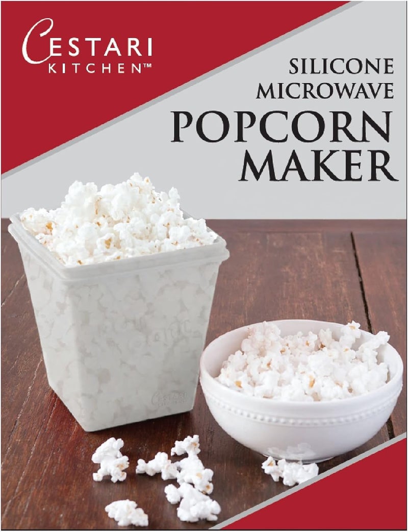 Cestari Microwave Air Popper | BPA Free Premium European Grade Clear Platinum Silicone Popcorn Maker | Replaces Microwave Popcorn Bags | Enjoy Air Popped Popcorn - No Oil Needed | by (2 Quarts) - Image 2