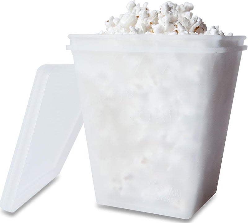 Cestari Microwave Air Popper | BPA Free Premium European Grade Clear Platinum Silicone Popcorn Maker | Replaces Microwave Popcorn Bags | Enjoy Air Popped Popcorn - No Oil Needed | by (2 Quarts) - Image 1