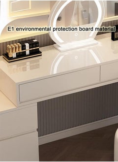 LEDIN Makeup Vanity Desk, Dressing Table with 5 Drawers, Dressing Table Set with Mirror, Storage Cabinets for Girls Dressing Table Bedroom Furniture(Off-White 100x40x73cm)  - Image 3