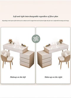 LEDIN Makeup Vanity Desk, Dressing Table with 5 Drawers, Dressing Table Set with Mirror, Storage Cabinets for Girls Dressing Table Bedroom Furniture(Off-White 100x40x73cm)  - Image 4
