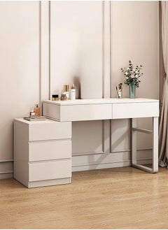 LEDIN Makeup Vanity Desk, Dressing Table with 5 Drawers, Dressing Table Set with Mirror, Storage Cabinets for Girls Dressing Table Bedroom Furniture(Off-White 100x40x73cm)  - Image 1