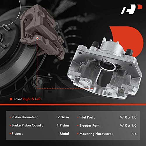 A-Premium Disc Brake Caliper Assembly with Bracket Compatible with Select Volvo Models - S60 2001-2007, S80 1999-2006, V70 2001-2007 - Front Driver and Passenger Side, 2-PC Set - Image 2