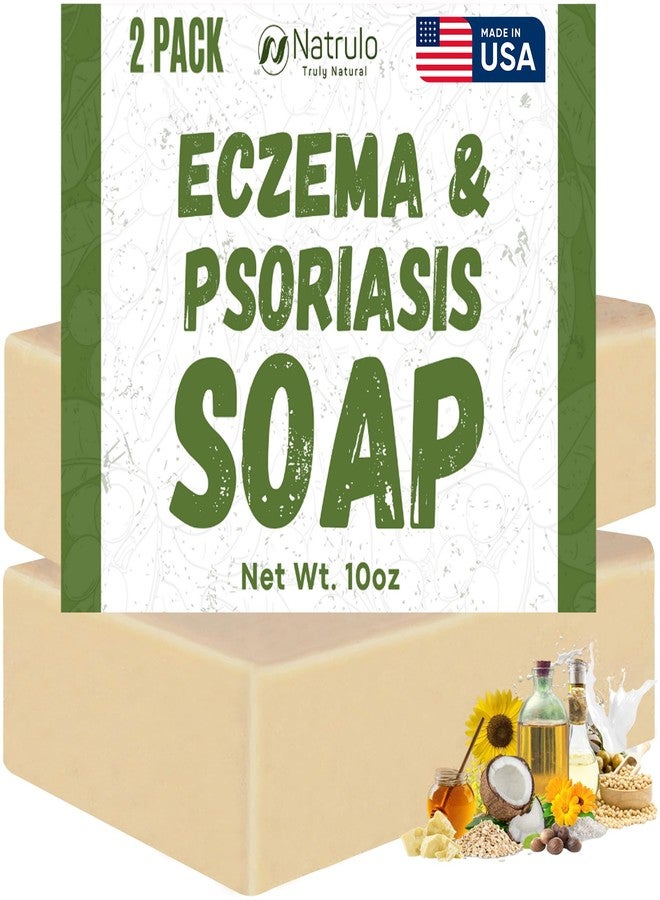 Natrulo Eczema Soap Bar for Face and Body - All Natural Dermatitis, Psoriasis Treatment for Dry Itchy Sensitive Skin Relief - Gentle Detoxifying, Healing, Anti-Itch, Oatmeal Goat Milk Wash for Kids, & Adults - Image 1