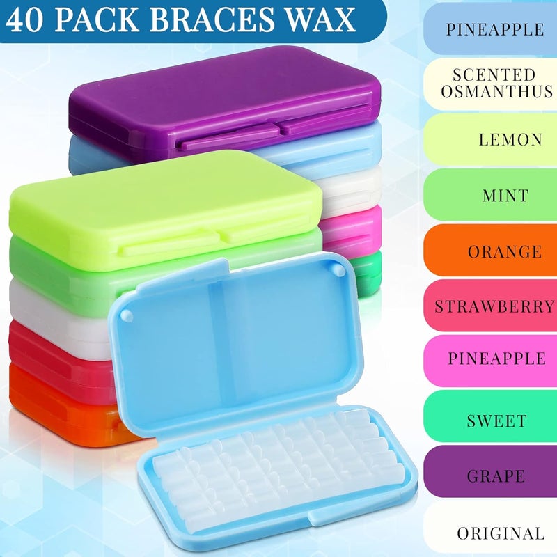 Sinmoe Sinmoe 40 Pack Dental Wax for Braces Orthodontic Wax for Teeth Oral Appliances with Colorful Storage Case and Small Plastic Cutter Repair Kit for Dental Care Wearer Braces Brackets  - Image 4