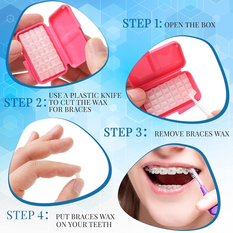 Sinmoe Sinmoe 40 Pack Dental Wax for Braces Orthodontic Wax for Teeth Oral Appliances with Colorful Storage Case and Small Plastic Cutter Repair Kit for Dental Care Wearer Braces Brackets  - Image 3