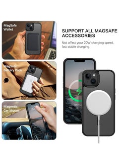 Generic Magnetic Case for iPhone 15 6.1 Inch Case Translucent Matte Phone Case Slim Thin Shockproof Anti-Yellow Women Men Girls Boys Protective Cover (Black)  - Image 2