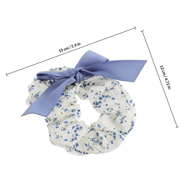 Elegant Floral Hair Scrunchies for Women Large Elastic Hair Ties for Ponytails Cute Hair Accessories with Knots Decorative Scrunchies - Image 2