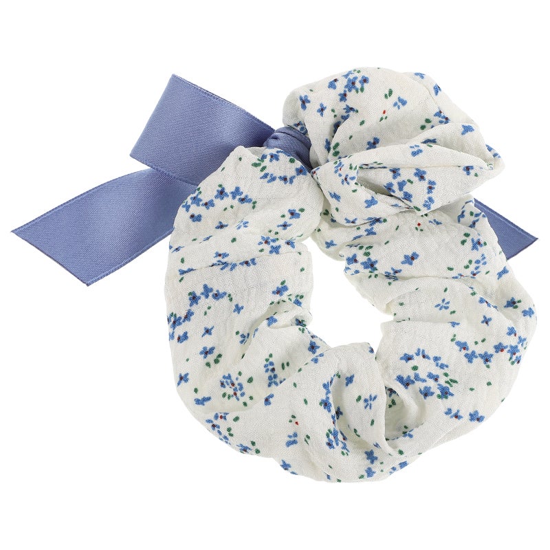 Elegant Floral Hair Scrunchies for Women Large Elastic Hair Ties for Ponytails Cute Hair Accessories with Knots Decorative Scrunchies - Image 1