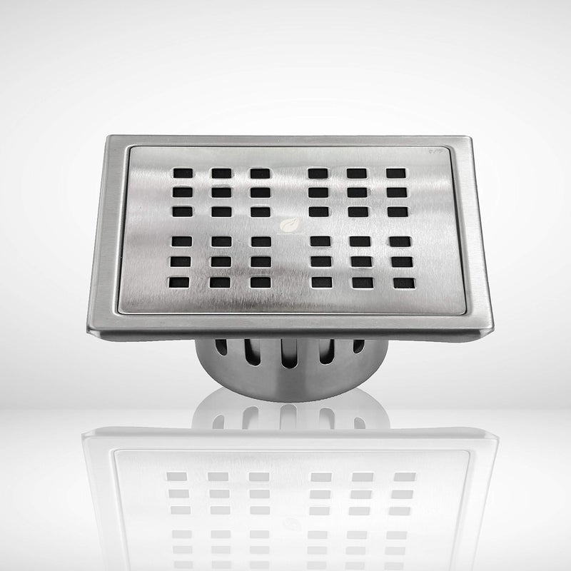 SHAPURE Stainless Steel Grade 304 Bathroom Drain Channel Grating Cover Floor Anti-Cockroach Jali in Matt Finish (Square Hole Jali) - Image 1
